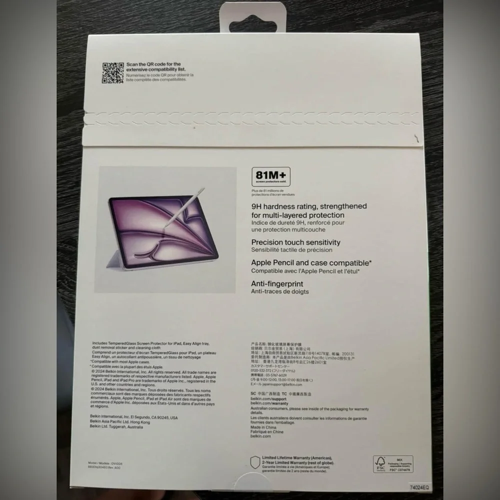 Belkin TemperedGlass Screen Protector for Apple iPad Air 13-inch